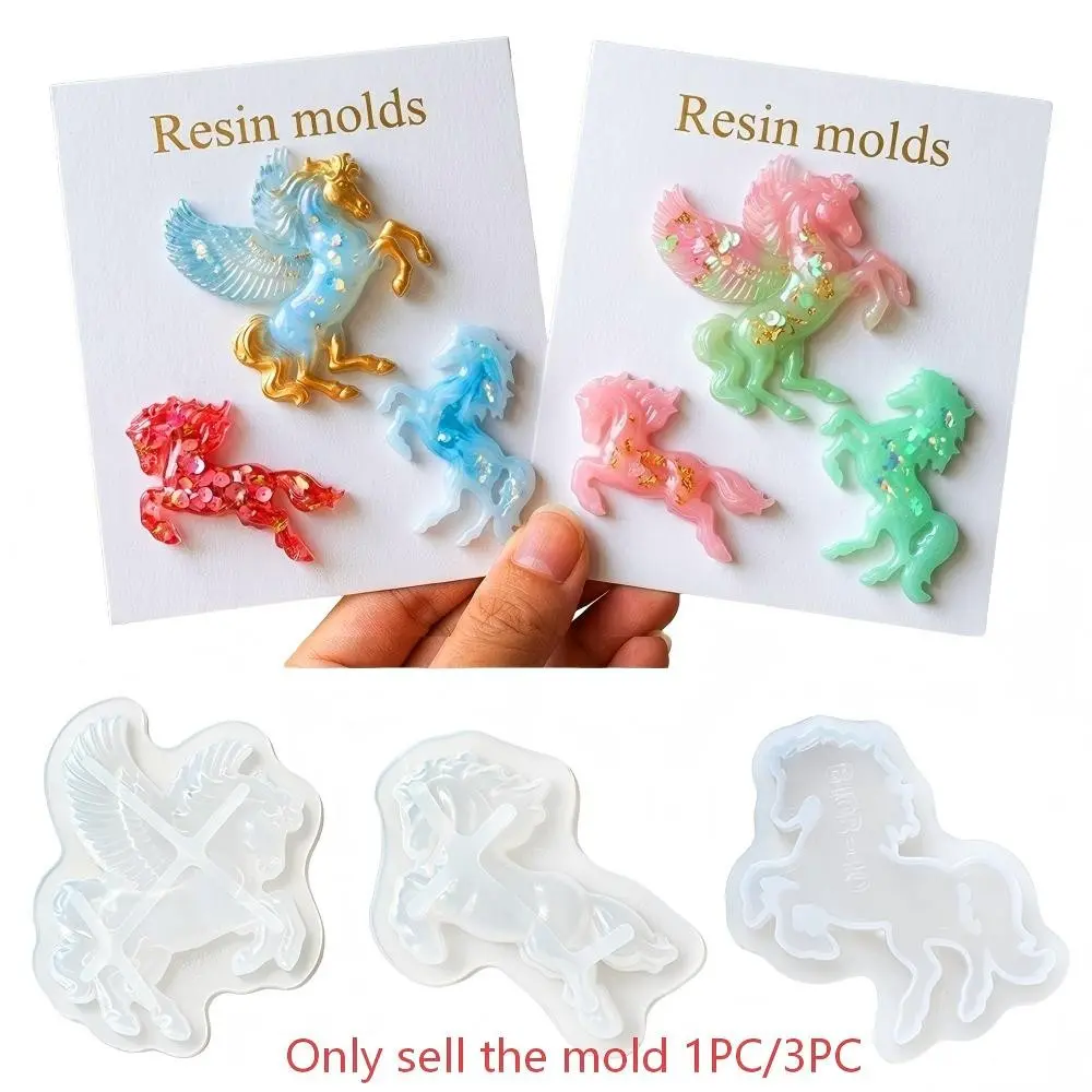 1/3pcs Unicorn Silicone Mold DIY Keychain Phone Case Pendant, Art Toy Silicone Candle Mold, Creative Craft Supplies