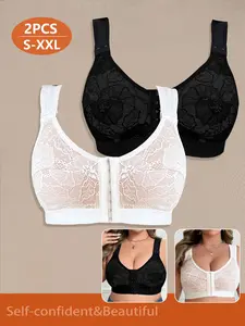 Women's Plus Size Bralette Set, Backless Design, Medium Support, Unlined, Floral Pattern, Multiple Colors, All Seasons