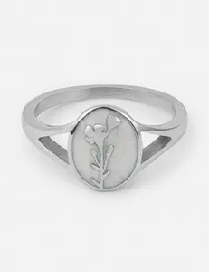 Silver Wildflower Signet Ring