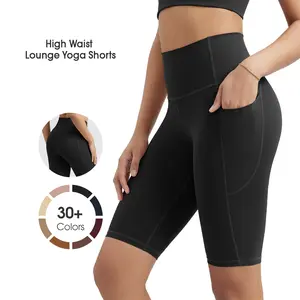 ODODOS ODCLOUD 10" Women's High Waist Lounge Yoga Shorts with Pockets, Buttery Soft Biker Shorts