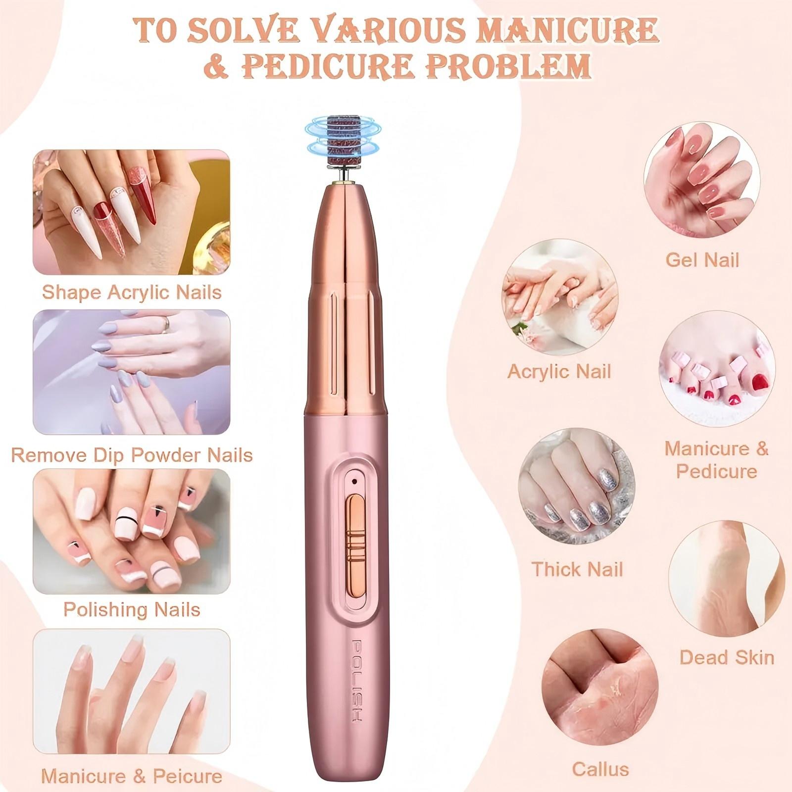 Professional Portable Electric Nail Drill Kit, 1 Set Nail Art Drill with Drill Heads, Professional Nail Drill Machine Efile Manicure Pedicure Tools with Nail Drill Bits for Home & Salon, Nail Tech Supplies