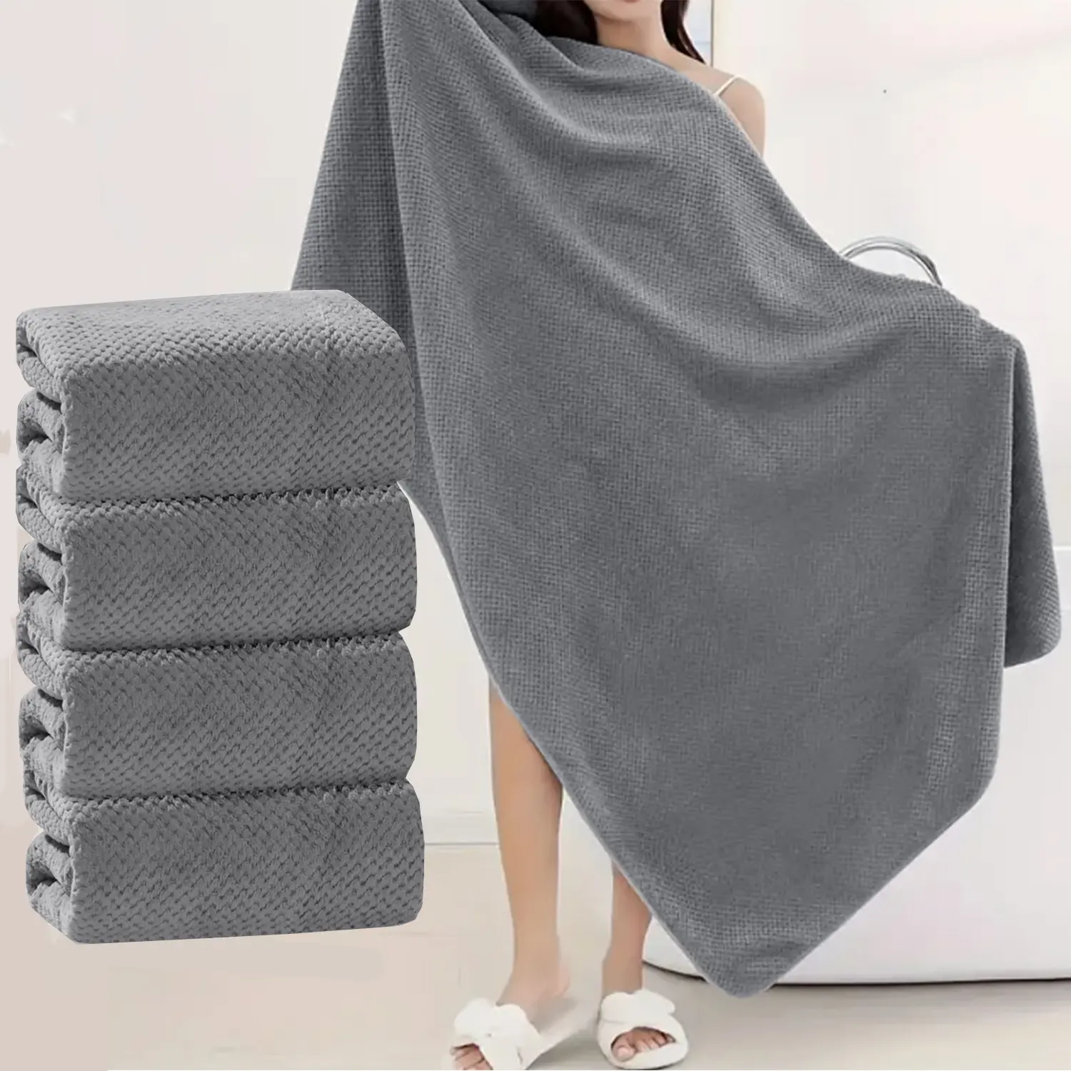 Unisex Oversized Microfiber Bath Towel Set (Pack of 4) - 35.43in x 68.9in Extra Large Shower Towels, Quick-Drying, Ultra-Soft, Thin, Skin-Friendly, Absorbing Bath Sheets for Home, Spa, Microfiber Towels