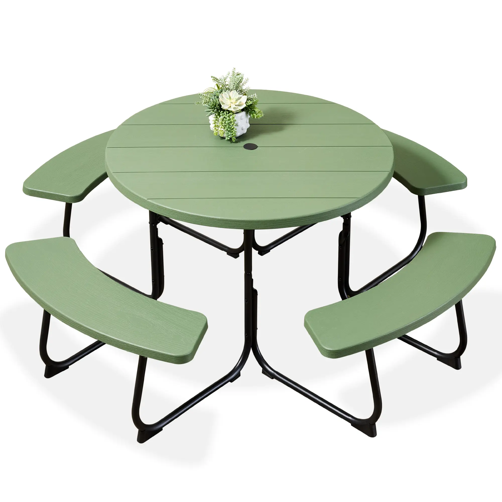 Best Choice Products 8-Person Circular Outdoor Picnic Table w/ 4 Benches, Umbrella Hole, 2000lb Capacity Best Choice Products 8-Person Circular Outdoor Picnic Table w/ 4 Benches, Umbrella Hole, 2000lb Capacity