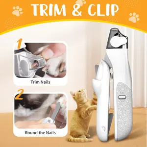 2-in-1 Pet Nail Clipper for Beginners! LED Light Shows Blood Vessels, Safe Precise Trimmer for Cats & Dogs with Light Nails