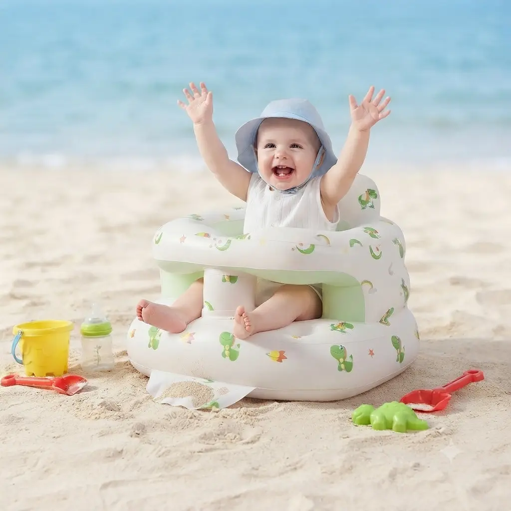Portable Inflatable Baby Seat for 3-36 Months Toddlers, Cozy Ergonomic Inflatable Baby Chair with Built-in Air Pump, Stable & Safe Design for Indoor Outdoor Use