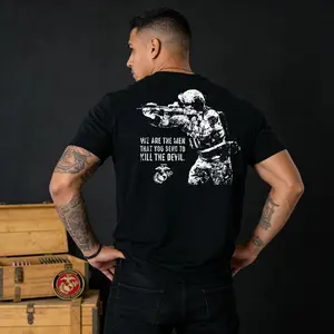 veteran t shirtveteran t shirtfunny t shirt U.S. Marine Corps Sniper T-Shirt & Hoodie Bold Soldier with Rifle Graphic and Kill the Devil Quote 2 Sides Soft Cotton Blend Tactical Military Pride Unisex Fit Casual