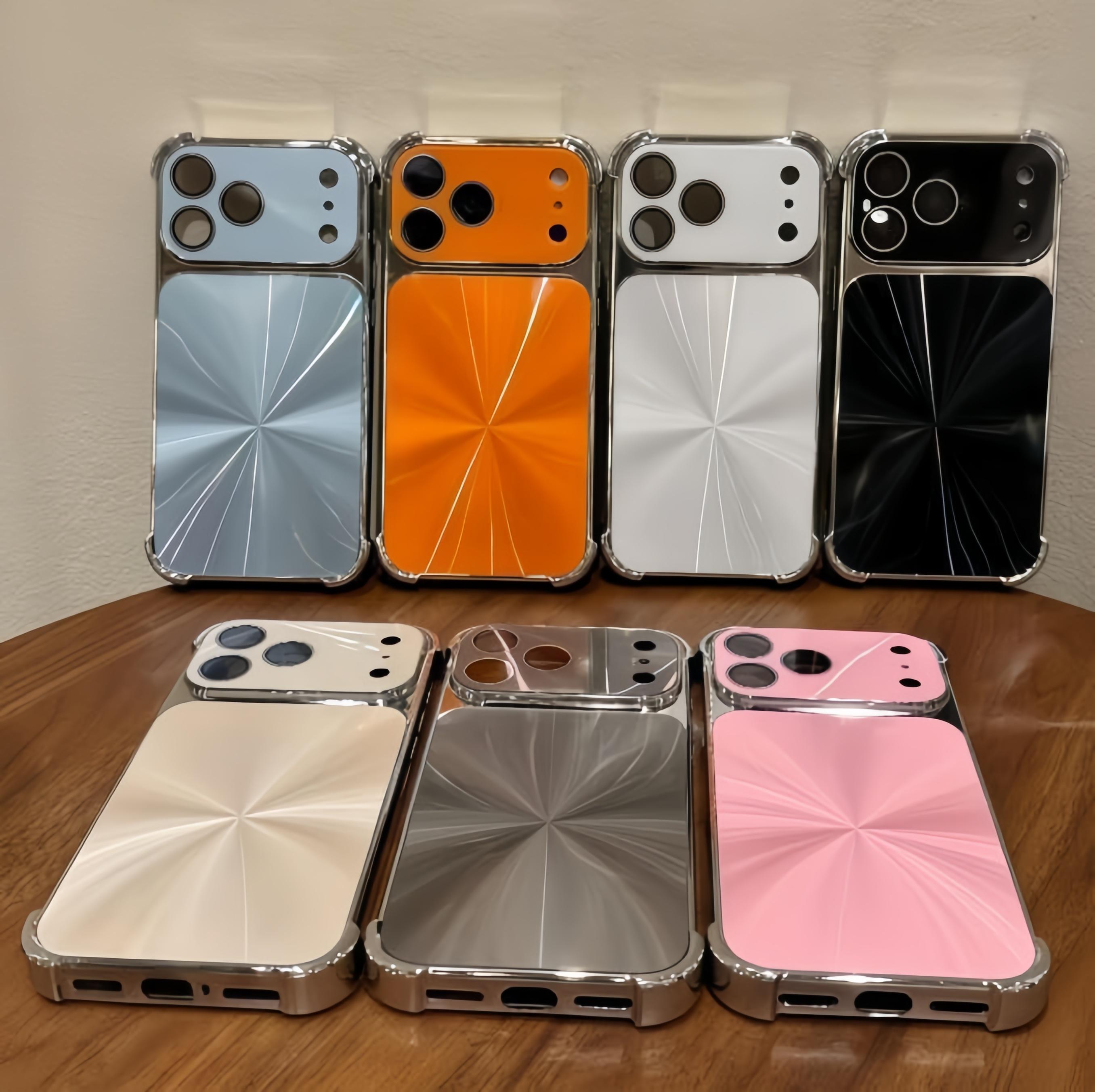 Shockproof CD-Texture Case for iPhone 17 Pro Max 16 15 14 13, Luxury Bling Electroplating Laser Phone Case Quad-Corner Drop-Proof Case with Lens Protector