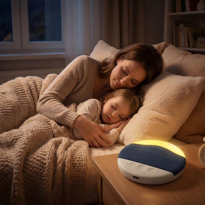 ZIZI SAUCE 3-in-1 Sleep Sound Machine with White Noise Bluetooth Speaker & Night Light, Portable Travel Size with Rain/Ocean Sounds, USB-C Rechargeable for Home Office Camping