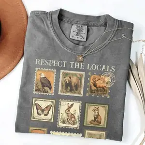Comfort Colors Vintage Respect The Local Wildlife T-Shirt, Gift For Nature Lover, Animal Lover, Protect National Parks, Ideal Gift Tee