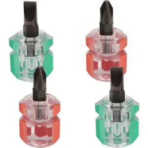 Mini Stubby  Set - Ultra Short Pocket  for Narrow Spaces, 4 count with Flat  and Phillips