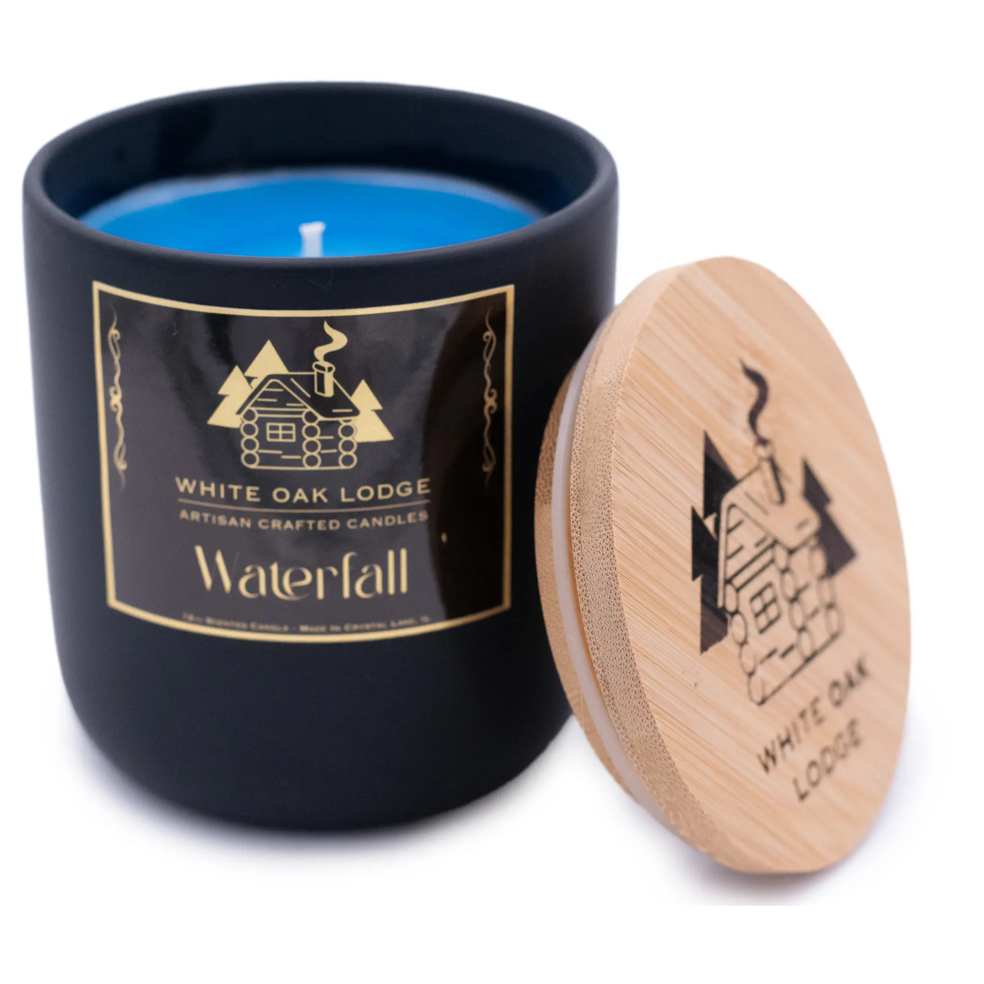 Waterfall | 12oz Jar Candle | Riverside Rain and Minerals Scented | White Oak Lodge