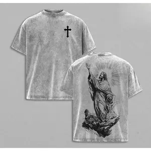 Jesus Christ T-Shirt Washed Christian Religious Tee, Faith and Hope Graphic Shirt, Spiritual God Apparel, Gospel Streetwear Top, Divine Savior Christian Clothing , Church Outfit