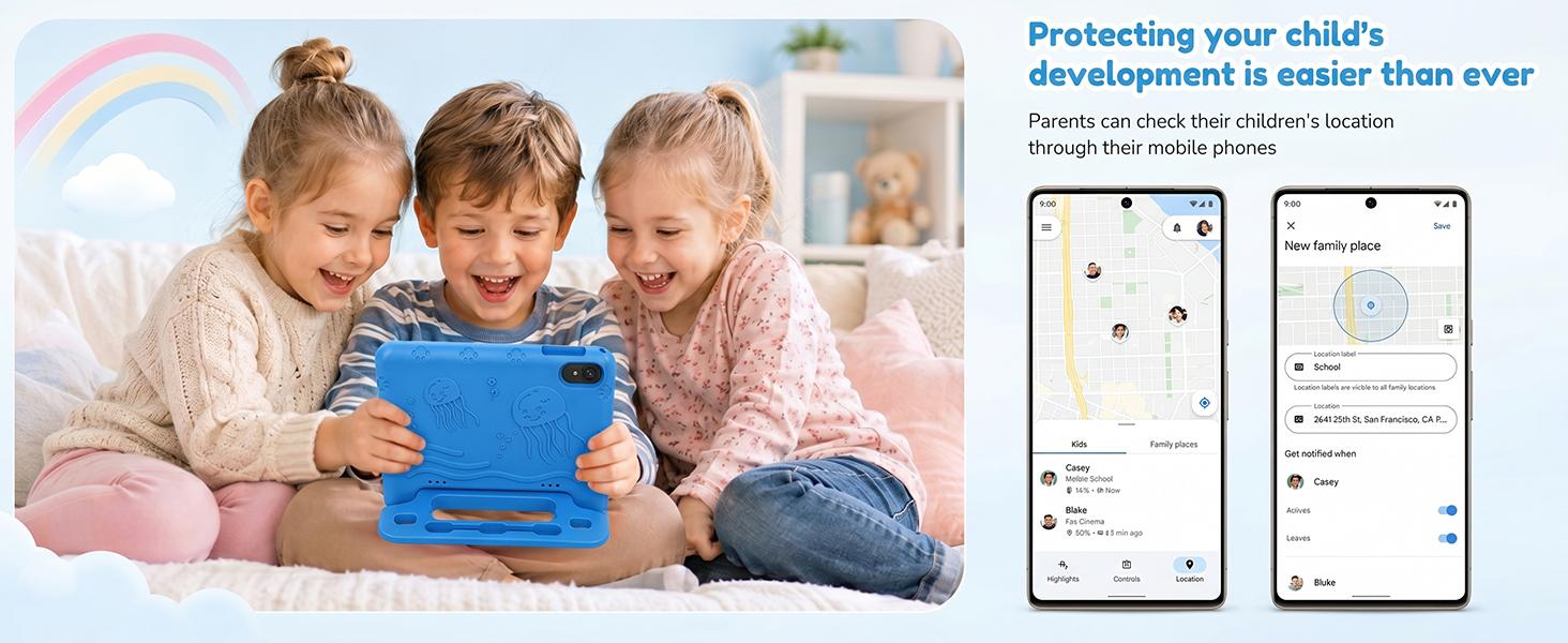 【SummerTurnUp】JUNINKE 10 inch Kids Tablet, Android 15 Tablet for Kids with Shockproof Case, 64GB Storage, Quad-Core, Dual Camera, Parental Controls, 2.4G WiFi, Educational Tablet for Boys and Girls