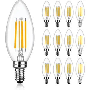 E12 LED Bulb Candelabra Bulbs 40Watt Equivalent, 2700K Soft Warm White, 4W B11 Chandelier Light Bulbs, LED Candle Lamp for Bedroom, Kitchen, Ceiling Fan, 12 Pack