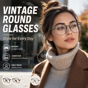 Large Round Frame Clear Lens Glasses Retro Fashion Decorative Glasses Computer Glasses Women Men, Casual Style Suitable For, And a Fashionable Practical Gift for Holidays Or Daily Use with Elegant Tones And Additions Women'S Glasses Tones All Match