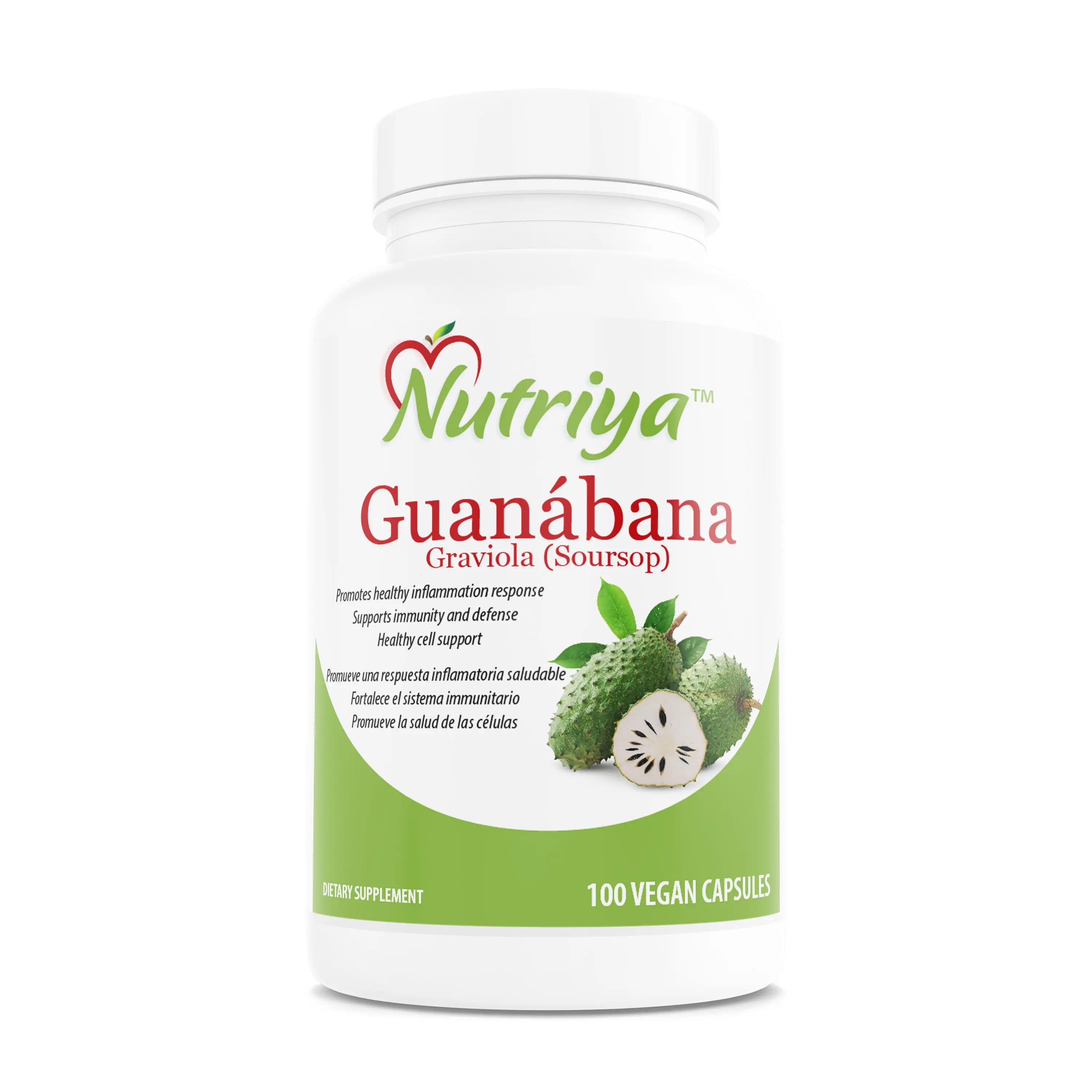 Guanábana (Graviola-Soursop) Contains antioxidants that help people stay healthy - It has anti-inflammatory properties Edible Supplement Dietary Capsule