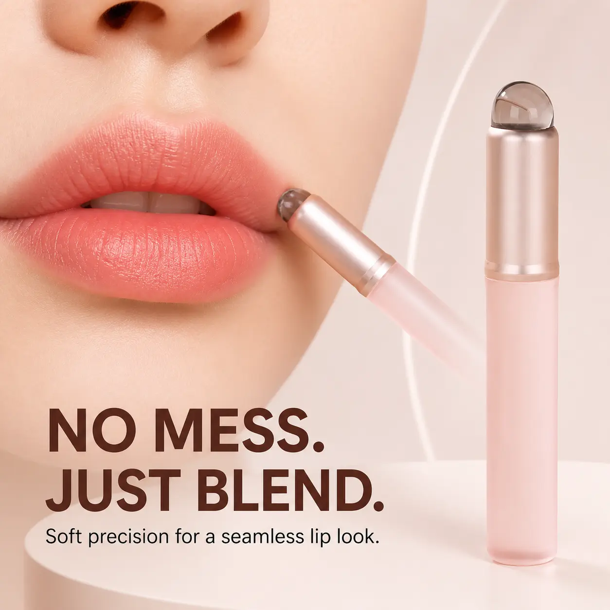 Mini Silicone Lip Brush for Blurred & Gradient Lips, Reusable Angled Applicator with Cap for Lipstick, Lip Tint, Gloss & Precise Concealer Blending