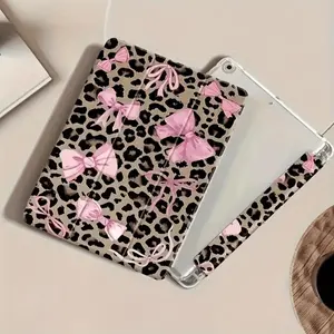 Leopard-Print Bow iPad Case / Compatible with iPad mini 4/5/6/7 iPad Air 1/2/3 iPad Pro series / Galaxy Tab S6/S7/S8/S9/A7/A8/A9