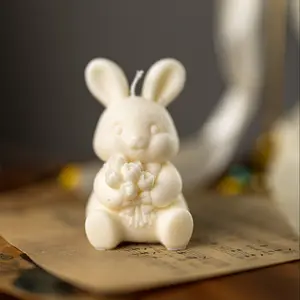 Easter Bunny Candle – Rabbit With Flowers Scented Candle, Unique Gift, Easter Decor