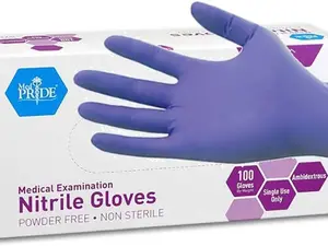 MedPride Iris Blue, Powder Free Nitrile Exam Gloves, Small, Medium, Large Box/100