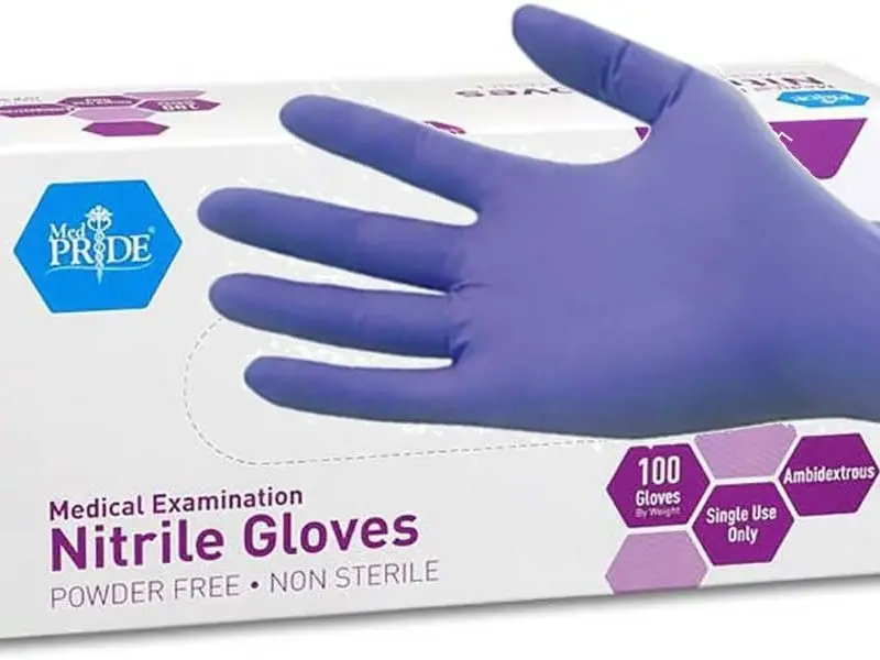 MedPride Iris Blue, Powder Free Nitrile Exam Gloves, Small, Medium, Large Box/100