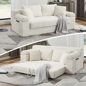 800-lb Capacity Loveseat Sofa Bed – Upholstered Corduroy with High-Density Foam, Pull Out Couch for Small Spaces & Apartment, Perfect for Heavy People, Couples & Guests
