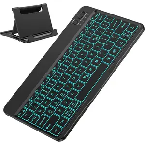 F-KBB02  Bluetooth Keyboard for Tablet/Android/Windows/iOS, with 7 Colors Backlight Rechargeable Wireless Mini Keyboard for Galaxy Tab A9+/A9+ Plus/S9/S9 Plus/S9 FE, Black