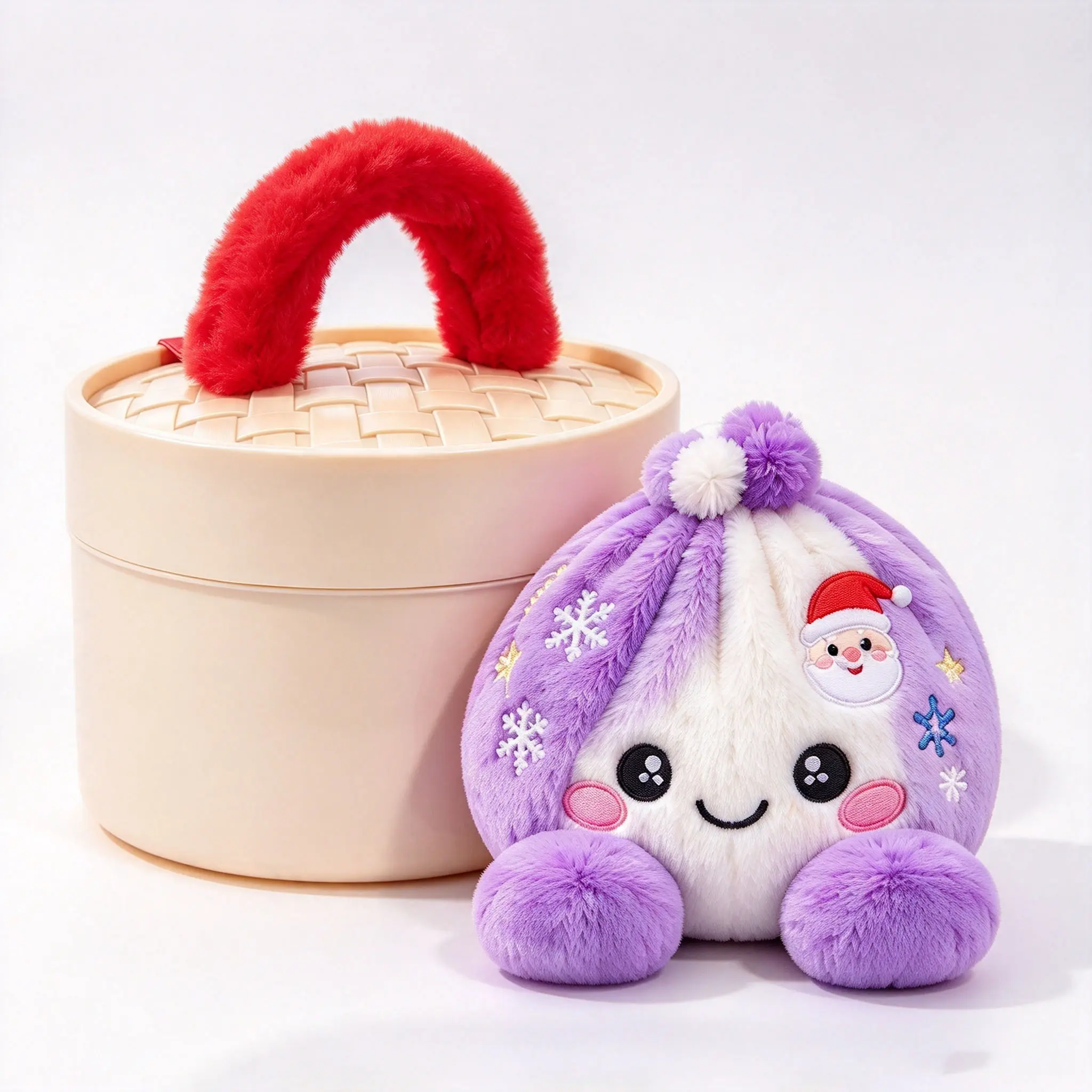 Christmas Plush Dumpling Fidget Toy, Cute Santa Snowflake Bun Plushie, Soft Stuffed Stress Relief Sensory Plush, Holiday Decor & Christmas Gift for Her