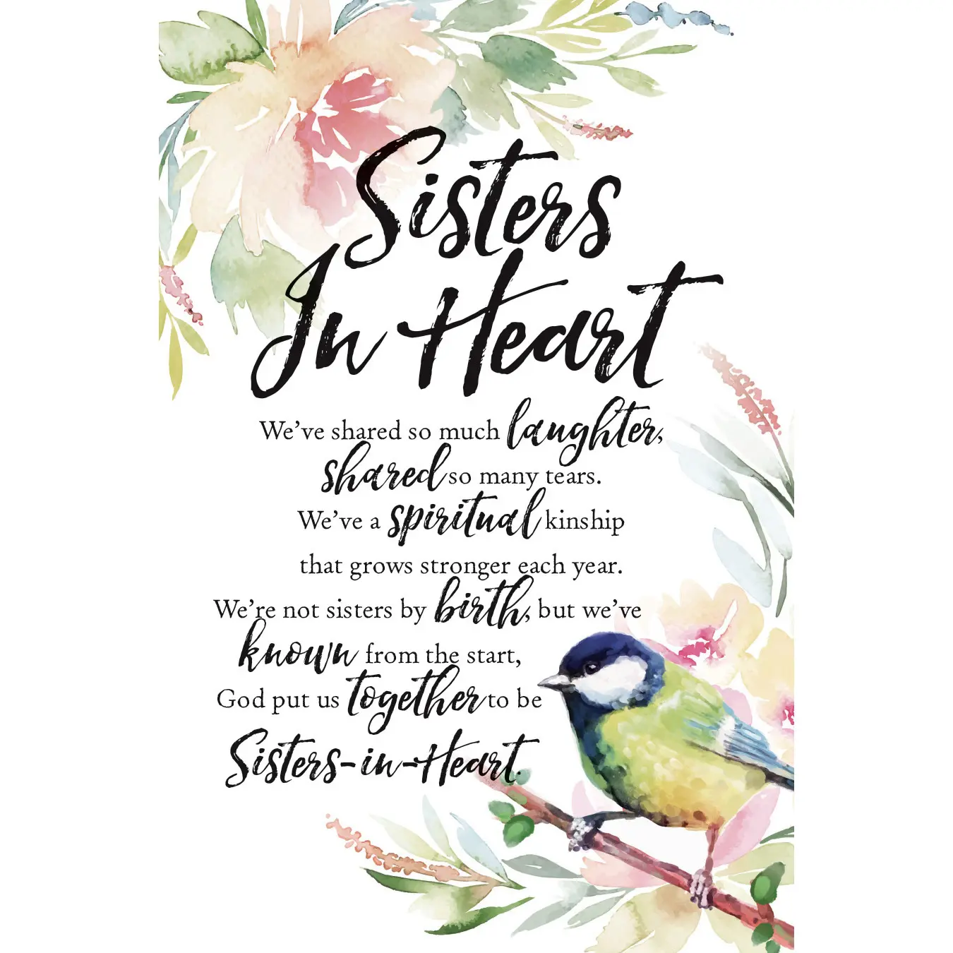 DEXSA Sisters In Heart Wood Plaque with Inspiring Quotes 6 inches x 9 inches - Elegant Vertical Frame Wall & Tabletop Decoration | Easel & Hanging Hook | Christian Family Religious Home Decor Saying