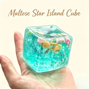 2-Piece/3-Piece Square TPR Material Ocean Theme Gel Ice Cube Squeeze Toy, Slow Bounce Maltose Ice Ball Stress Relief, Portable Office Decompression Toy, Unisex