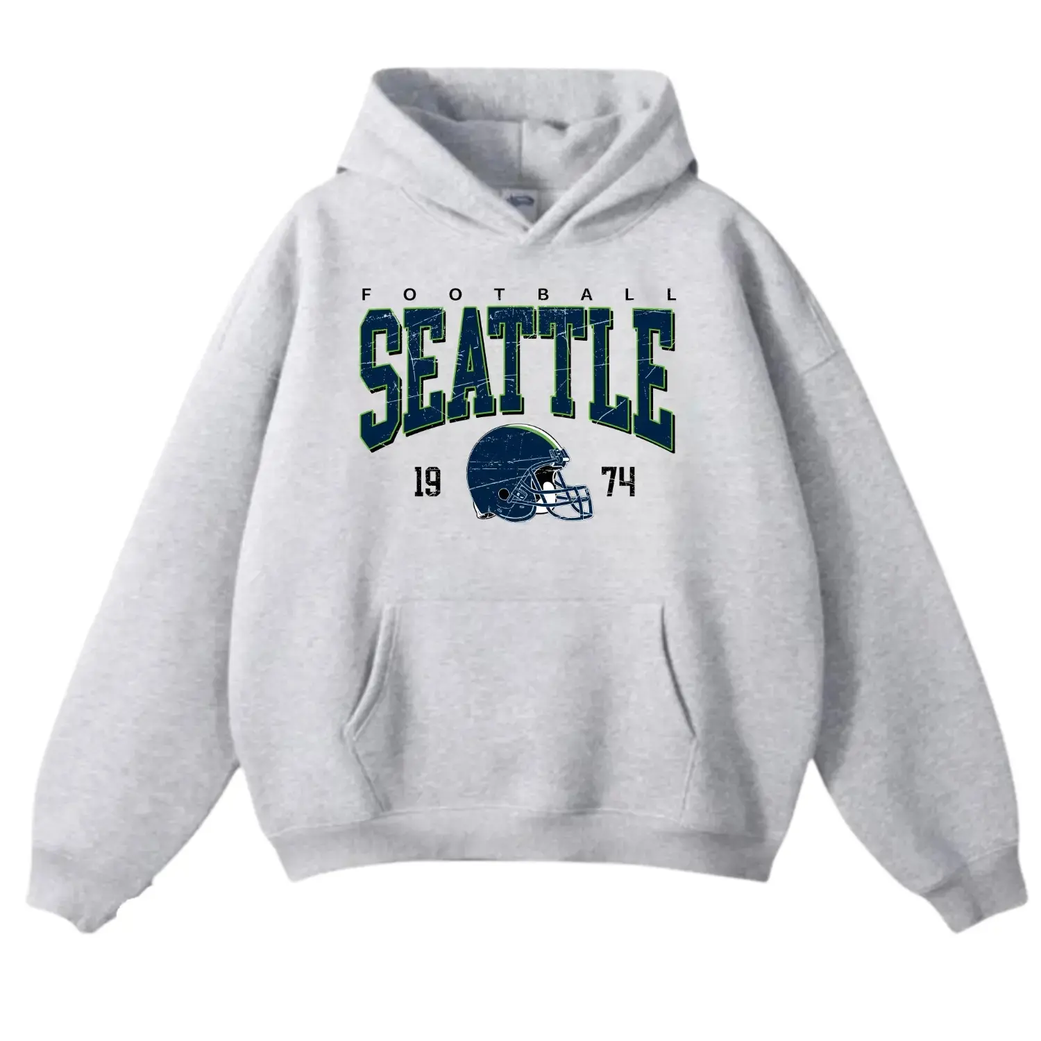 Vintage Style Seattle Football Sweat Hoodie, Game Day Hoodie, Seattle Team Football Hoodie, Sunday Seattle Hoodie, Seattle Football Hoodie, Retro Seattle Gridiron Hoodie, Blue Green Design, 1974 Helmet Graphic Pullover, Unisex Game Day Apparel