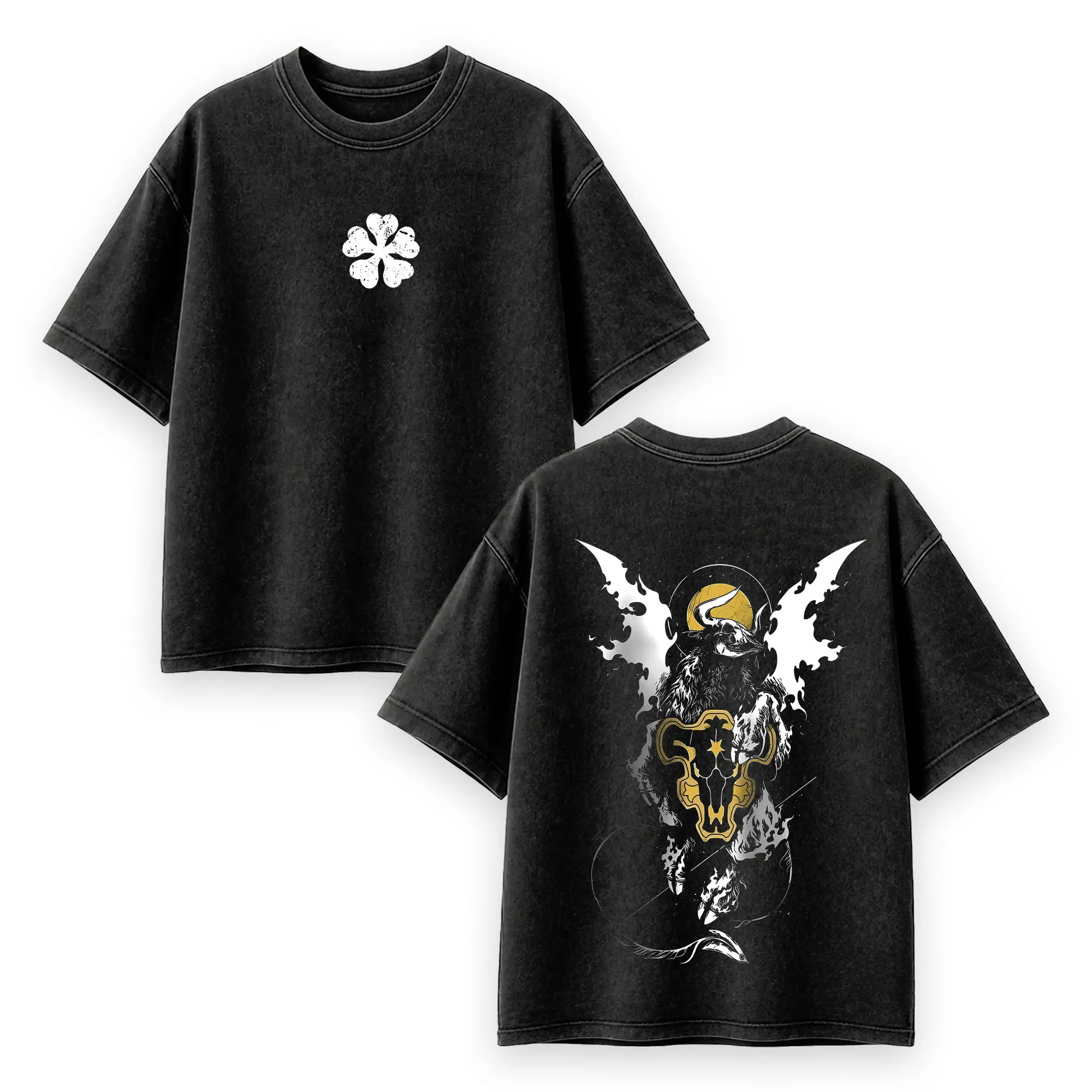 [Vtg90s] Black Clover Emblem Men's Shirt, Series Anime 90s Graphic Tees US Regular Fit Funny Graphic Tee Men's Graphic Tees Streetwear Outfits Men Vacation Outfits Oversized Tshirt Men,Heavyweight Cotton Unisex Gift, Made In USA.