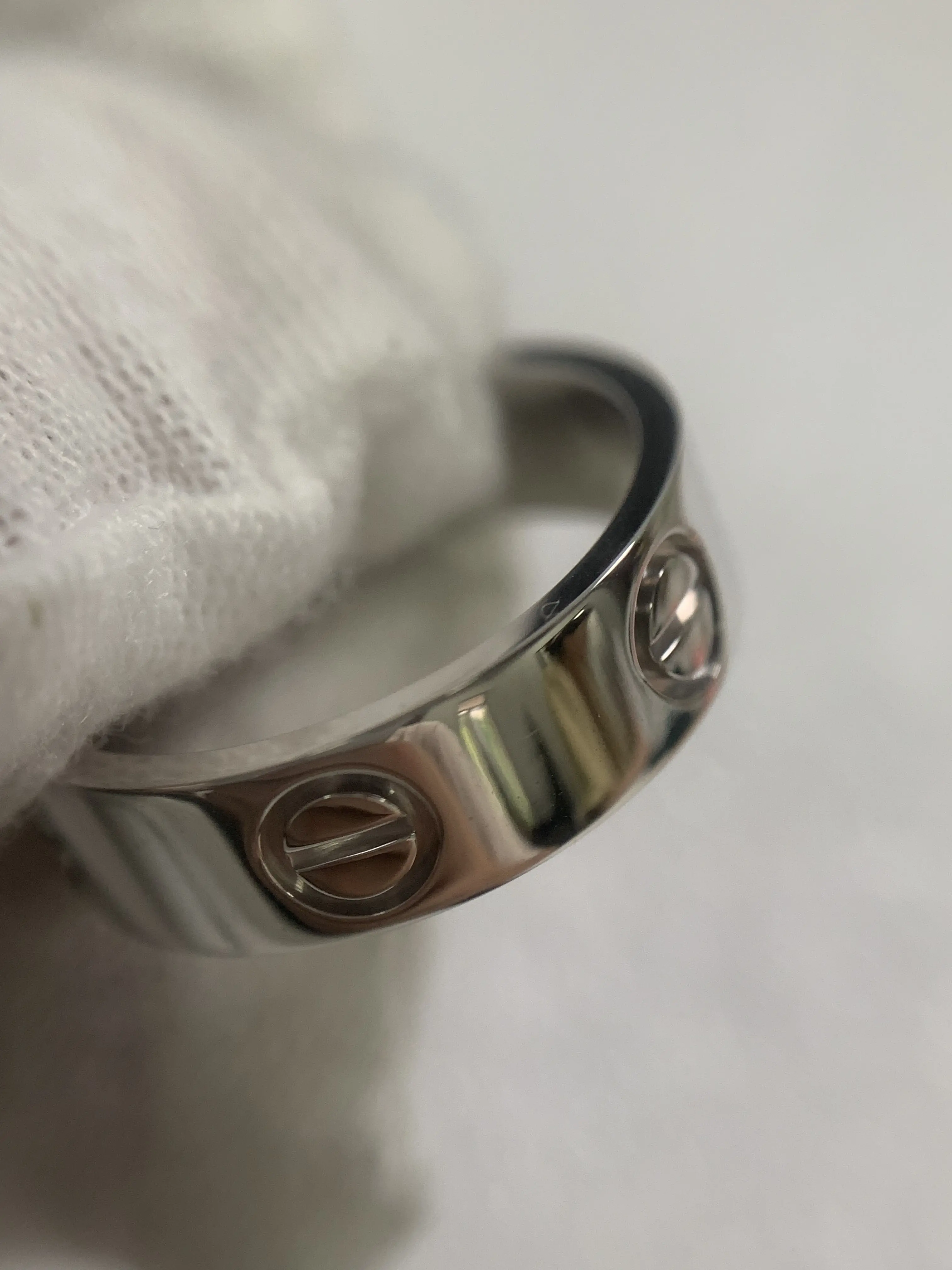 Pre-owned Cartier love ring classic model white gold size 53 plain