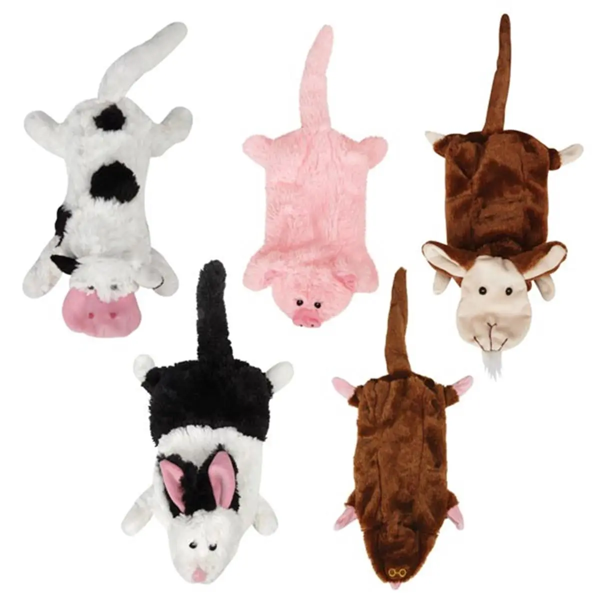 212 MAIN Grriggles Farm Friend Unstuffies Small Cow Cat Toy - Soft Huggable, Stuffing-Free, Less Mess, Long Body Polyester Plush Figure for Cats