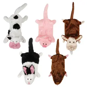 212 MAIN Grriggles Farm Friend Unstuffies Small Cow Cat Toy - Soft Huggable, Stuffing-Free, Less Mess, Long Body Polyester Plush Figure for Cats