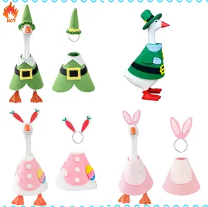 7 Inch Desk Goose Outfits for Valentine's Day Easter St Patrick's Day Costumes Accessories Spring Holiday Decor for Magnetic Desktop Goose Statues Office Home Table