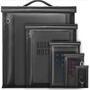 5-Pack Large Faraday Bags with Handle, RFID/EMP Signal Blocking for Electronics, Fireproof & Waterproof Compression Travel Cubes Organiser