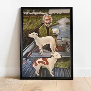 Goodfellas Old Man and Dogs painting Poster, Retro Puppy Print, Funny Dogs Decor