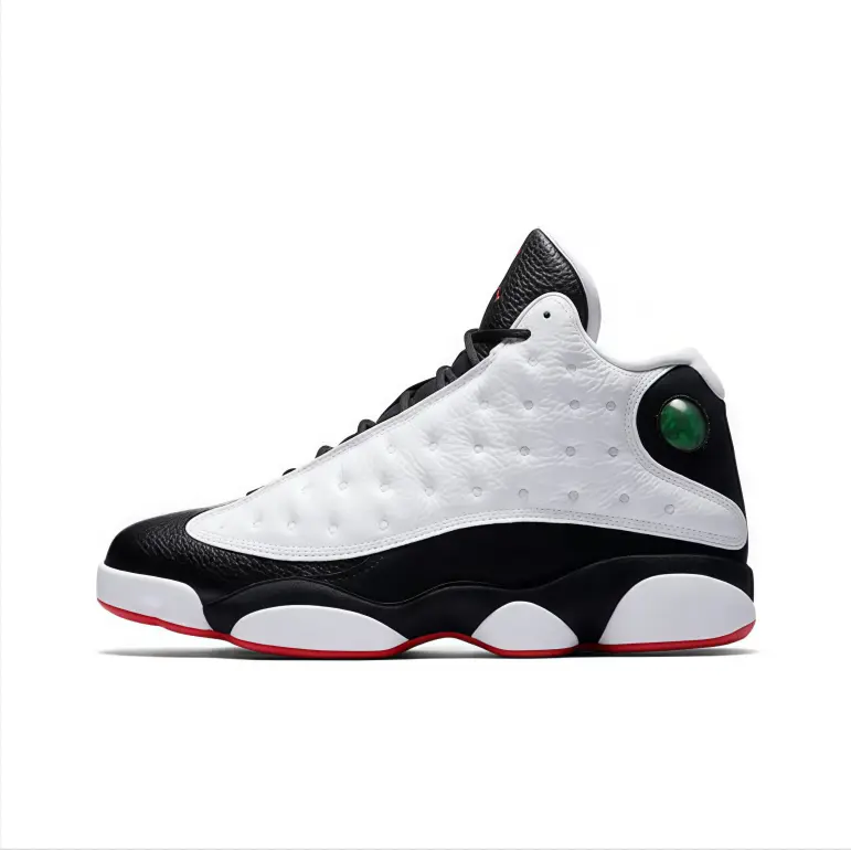 High top leather basketball sneakers white black red upper perforated leather gym activity suitable ergonomic structure travel ootd stable traction breathable everyday footwear