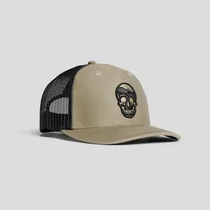 Gymreapers Embroidered Trucker Hat with Custom Fit and Breathable Mesh - Tan Gymreapers Embroidered Trucker Hat with Custom Fit and Breathable Mesh - Tan