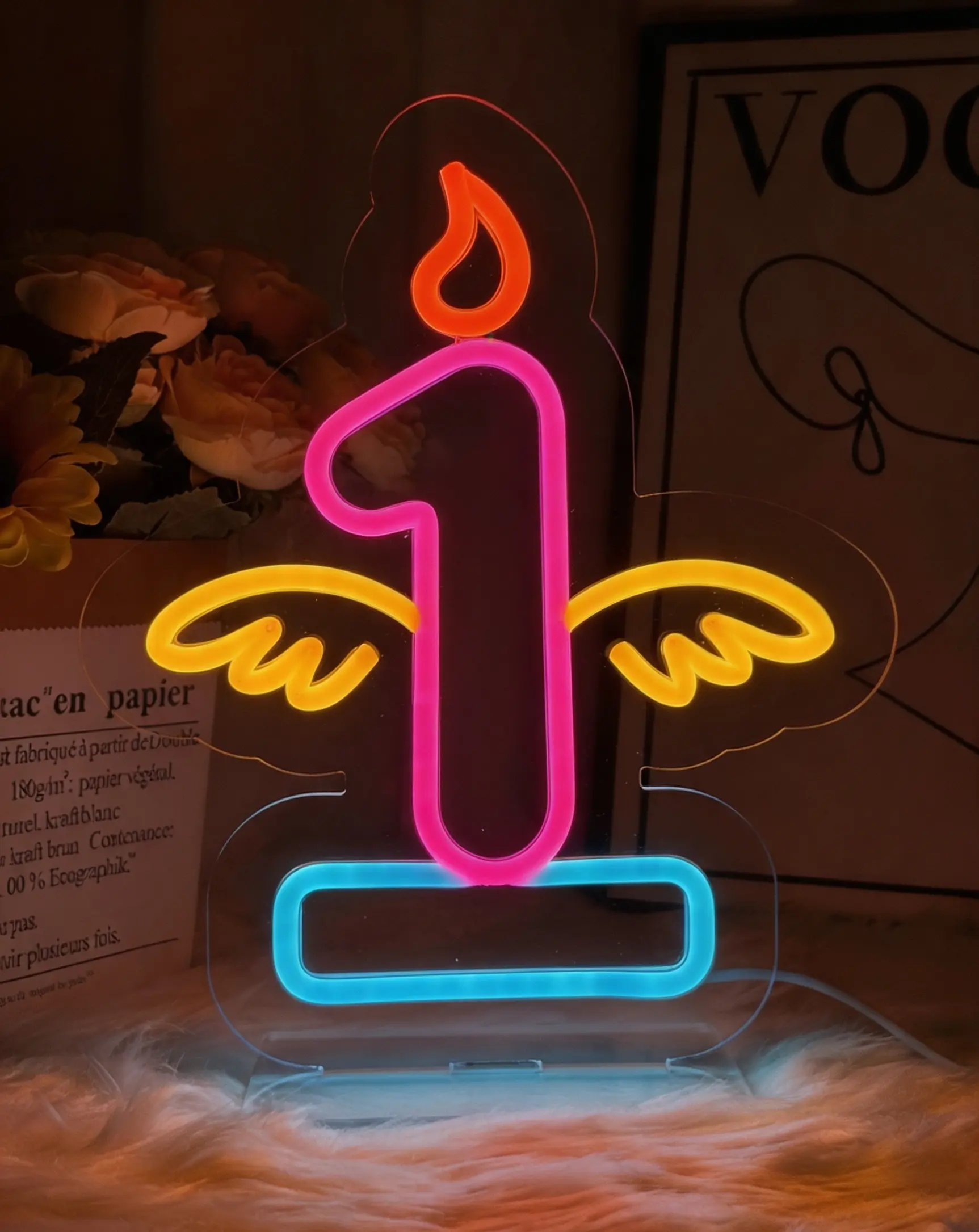 1-10 LED Neon Number Lights, Cute Colorful Unique Playful Shaped USB-Powered Freestanding Lamp, Indoor Home Decor for Birthday Parties & Milestone Celebrations, Creative Gift