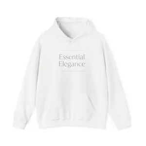 Essential Elegance Hoodie — Minimalist White Pullover with Subtle Script