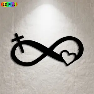 1pc Infinity Heart & Cross Metal Wall Art, Infinity Heart & Cross Statue Mural, Ideal Gift for Valentine's Day, Wedding, Love & Faith Enthusiasts,  Wall Sculptures, Perfect for Bedroom Wall & Garden Fence, Romantic Religious Home Decor