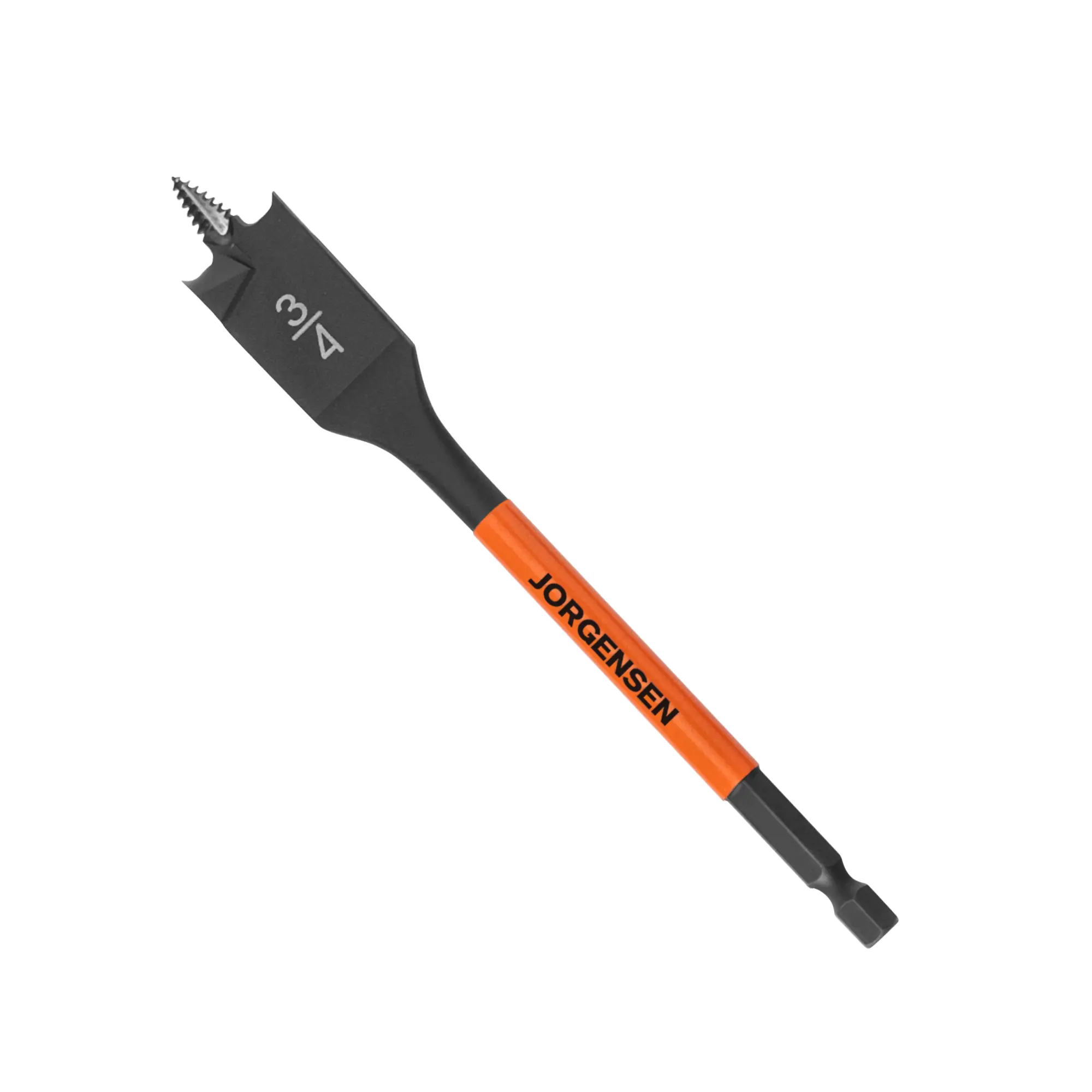 Jorgensen Spade Drill Bit, 1/4" Hex Shank | High-Performance Carbon Steel Paddle Bit for Woodworking, Self-Feeding Threaded Tip