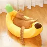 Banana-Shaped Boat Pet Bed, Detachable and Washable, Suitable for Small/Medium Cats/Dogs, Kitten Bed, Universal Design, Comfortable and Soft, Secure Pet Bed
