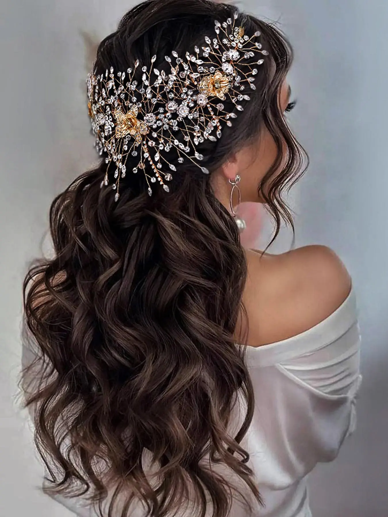 Artificial Crystal Decorated Bridal Headwear, Elegant Rhinestone Decorated Hair Hoop Tiara Rapunzel Crown for Wedding Bridal Party Formal Occasions, Fashion Hair Accessories for Women