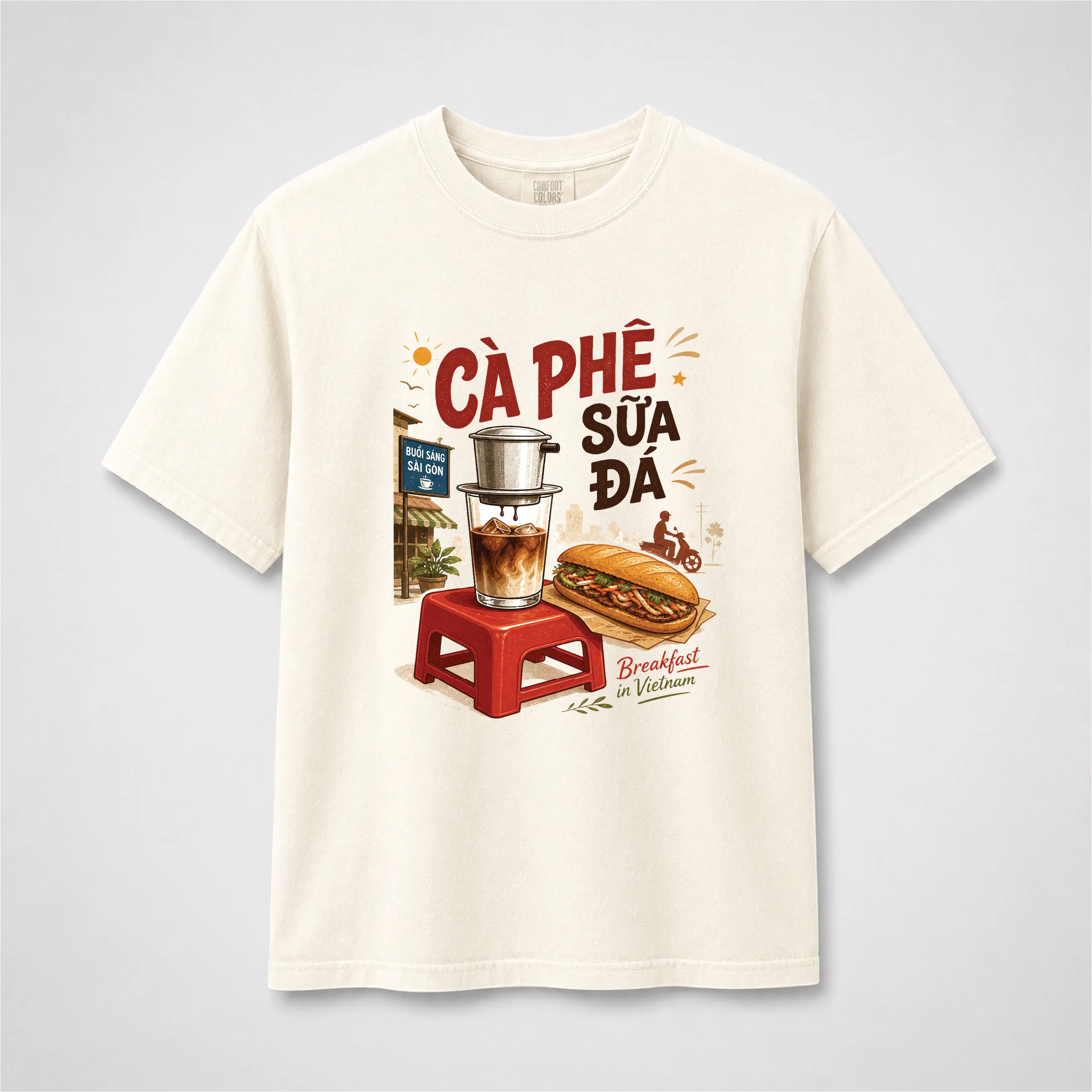 Cà Phê Sữa Đá & Bánh Mì Vietnamese Food Graphic T-Shirt