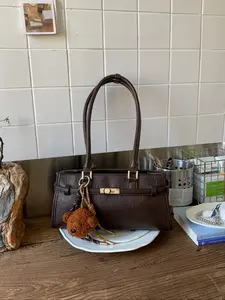 Women's PU Leather Handbag, Classic Flap Shoulder, Vintage Style with Buckle Decoration, Zip Closure, Perfect for Office, School, Work, Travel