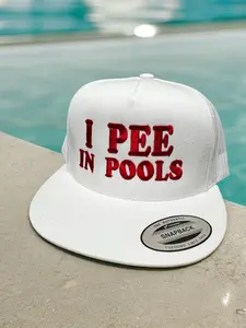 Unisex Funny Graphic Statement Trucker Hat - "I Pee In Pools" Embroidered Design - Summer Pool Cap, Funny Cap, Graphic Hat