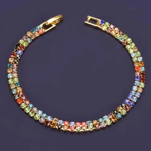 Fashionable Two-Row Colorful Vibrant Rhinestones Bracelet, Simple Elegance Women's Trendy Versatile Personalized Bracelet, Stylish Accessory, Rhinestone Decorated Bangle, Elegant Bangle, Rhinestone Decor Bangles, Exquisite Bracelet, Bracelet Jewelry